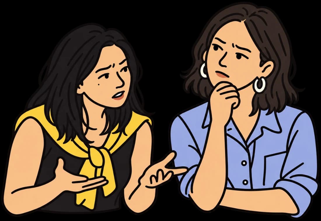 D’nae and Vivian talking a problem through