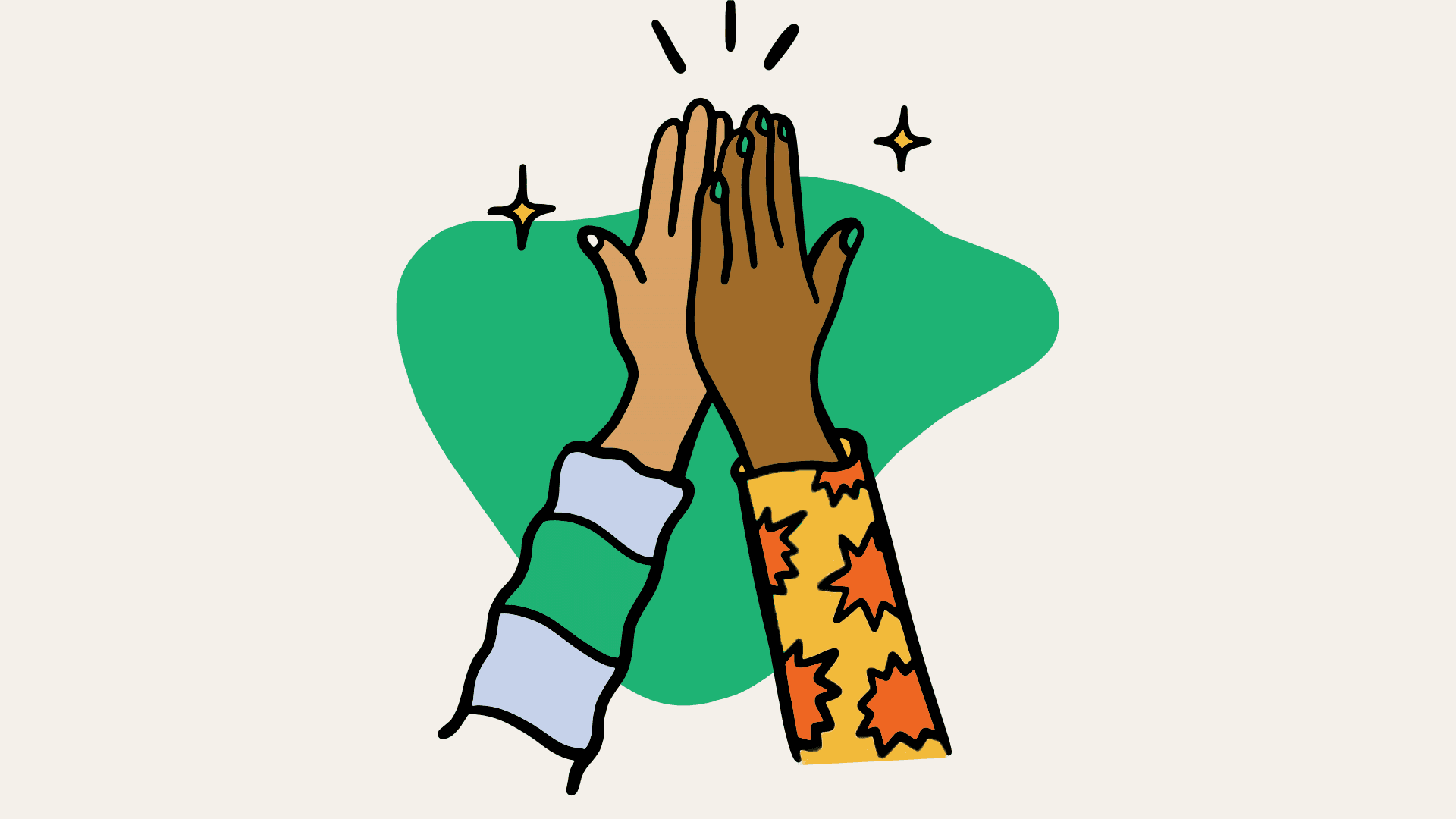 Illustration of a high five, representing nutrients that work better together
